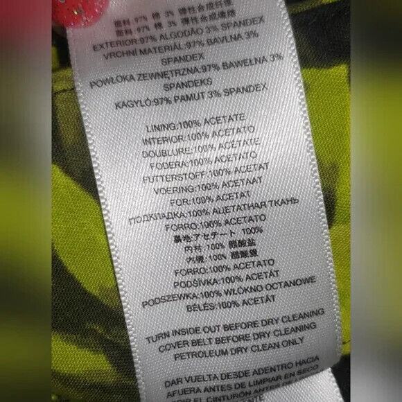 Y2K Michael Kors Black Floral Pencil Skirt Size 8 Lime Green Bold Print Workwear - Picture 5 of 6